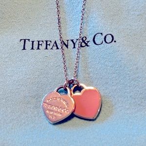 Tiffany & Co. Double Heart Necklace Silver/Pink